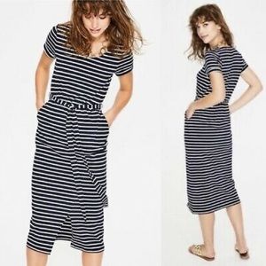 Boden Hallie Striped Jersey Midi Dress 14R Blue